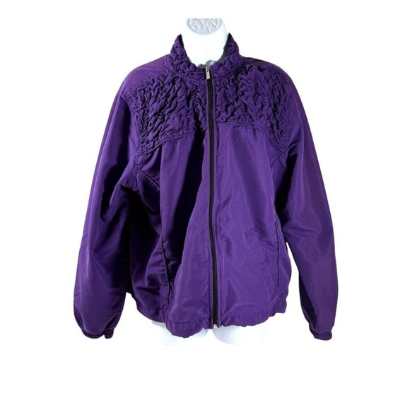 Athletech Womens‎ Lightweight Purple Zip-Up Jacket Smocked Accents Size XL - Picture 8 of 15
